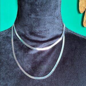 NEW Double liquid silver chain in silvertone minimalist contemporary luxury